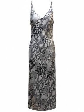 Express Black & Gray Animal-Print Maxi Slip Dress